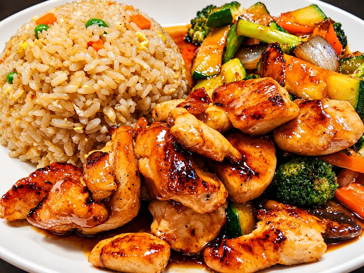Chicken hibachi with fried rice and vegetables at Tougen