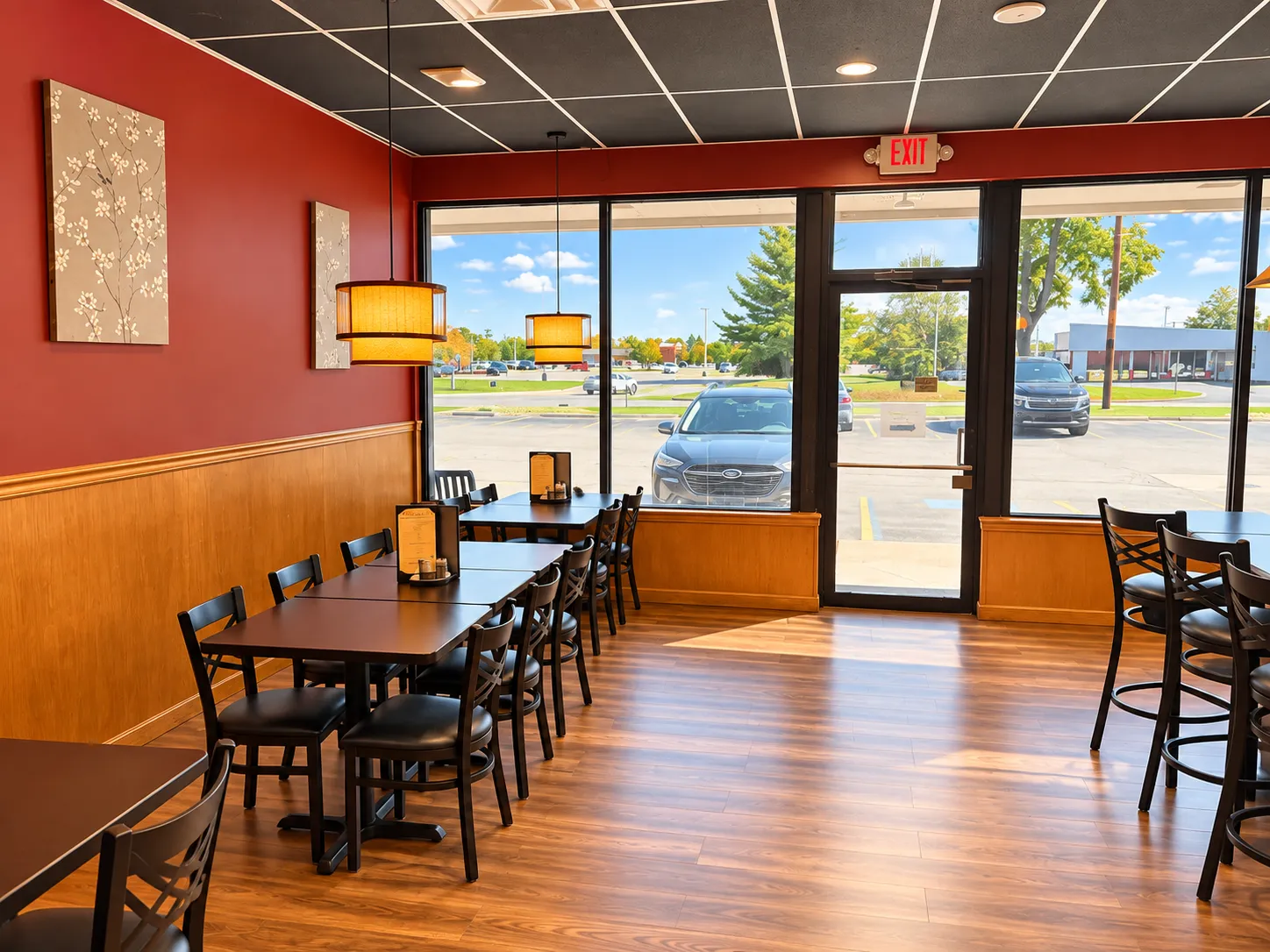 Front dining room with windows onto Central Ave at Tougen